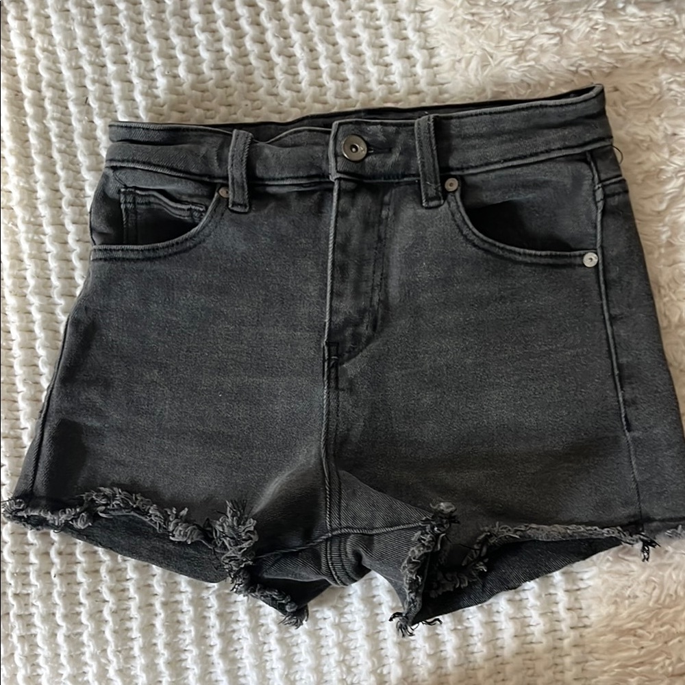 Women's Distressed Black Denim Shorts